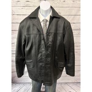 Vintage Oakwood Leather Jacket Mens Large Thinsulate Coat Quilted Heavy Black